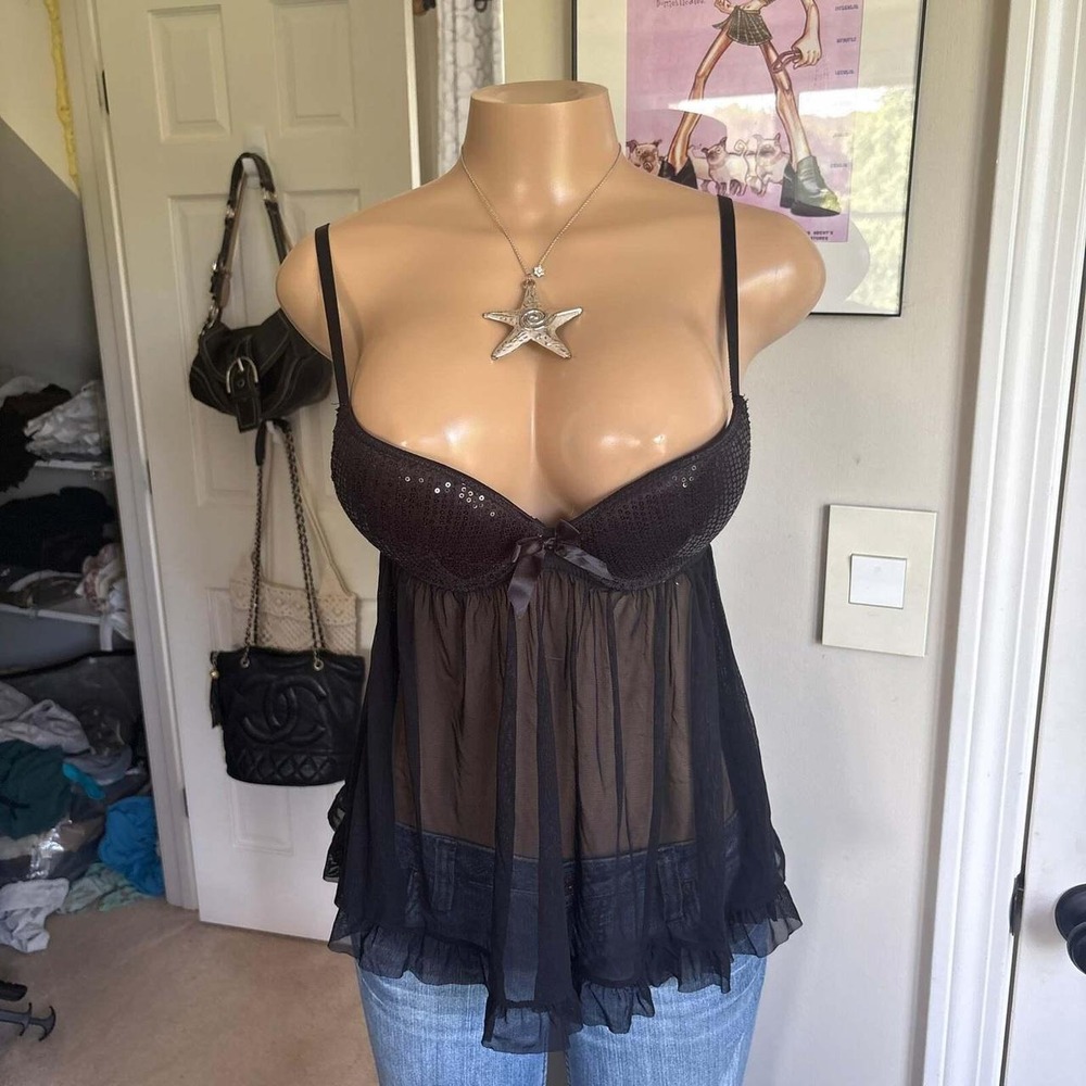 00s black pushup babydoll lingerie cami (size 32B)